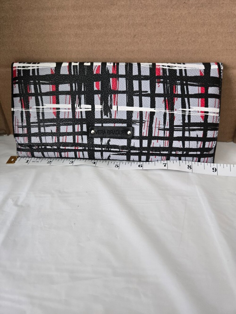 Vera Bradley Black Red White Plaid Long Wallet Continental Organizer - Picture 6 of 10